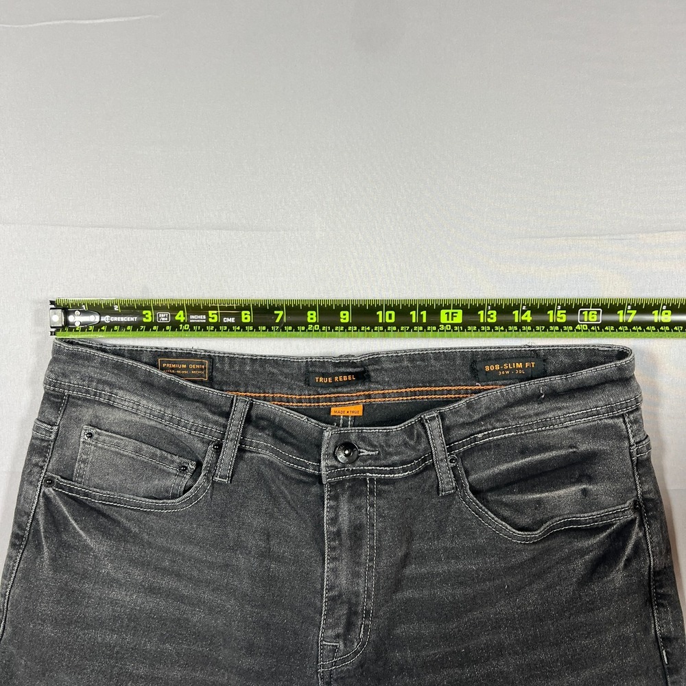 True Rebel Jeans Mens 34X30 Dark Gray Premium Denim 808 Slim Fit Straight Leg - Picture 6 of 16